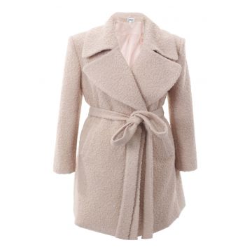 Palton din lana buclata ZAIRA - Roz