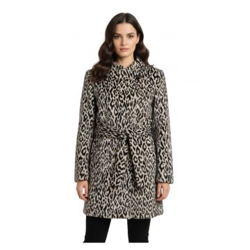 Palton lung cu imprimeu leopard -