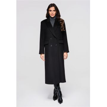 Palton lung elegant  OW-COLC-0100 - Negru