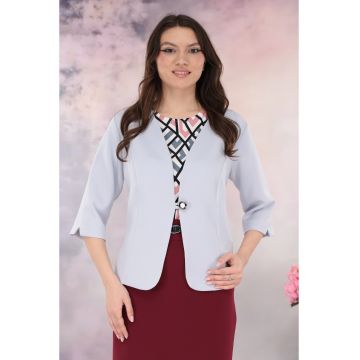 Sacou gri deschis din stofa elastica