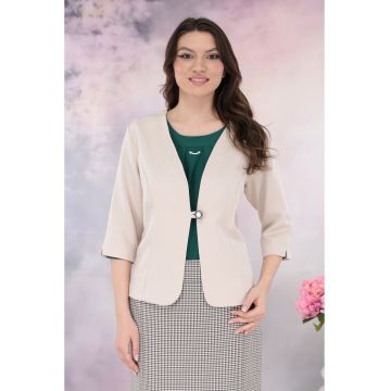 Sacou ivory din stofa elastica