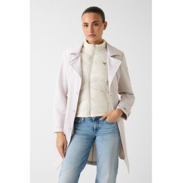 Trenci cu model 2in1 si revere decupate - Alb murdar