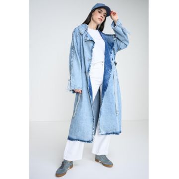 Trenci din amestec de denim si lyocell - Albastru melange