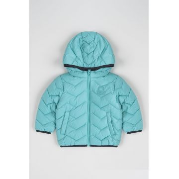 Geaca cu gluga si aspect matlasat - Verde persan