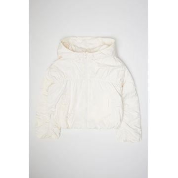 Geaca cu gluga si fermoar - Alb fildes