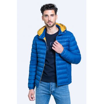 Geaca cu gluga - vatelina si aspect matlasat - Albastru