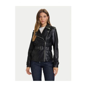 Geaca din imitatie de piele pentru femei - Negru