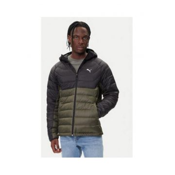 Geaca din puf barbati -  kaki - 100% poliester reciclat - negru