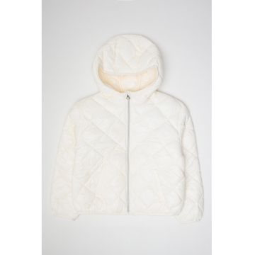 Geaca matlasata cu gluga - Alb