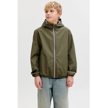 Jacheta cu buzunare laterale si gluga - Verde sparanghel