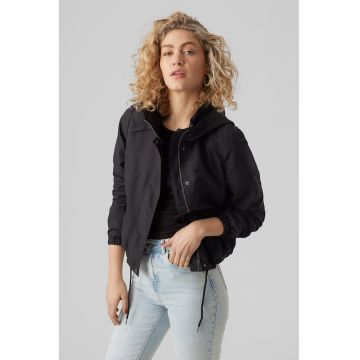 Jacheta cu fermoar si gluga - Negru