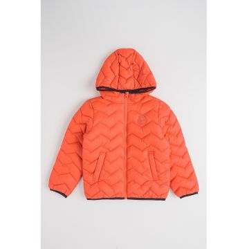 Jacheta cu gluga si aspect matlasat - Coral