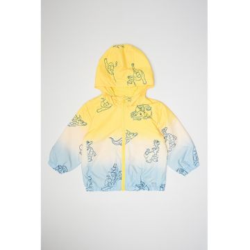 Jacheta cu gluga si imprimeu - Alb/Galben/Albastru glaciar