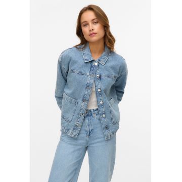 Jacheta din denim cu maneci cazute - Albastru deschis