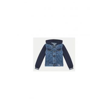 Jacheta din denim cu maneci contrastante