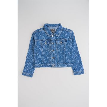 Jacheta din denim cu model logo - Albastru melange