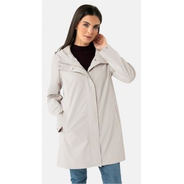 Jacheta impermeabila usoara - cu gluga - pana la coapsa -  J-Gardenia - alb crem - Alb crem