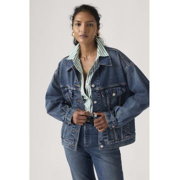 Jacheta relaxed fit din denim 90's Trucker - Albastru prafuit