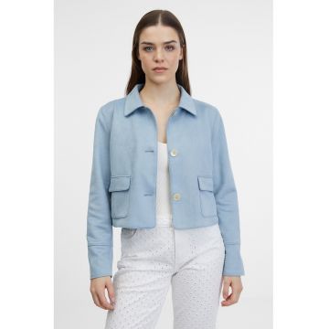 Jacheta uni cu buzunare laterale - Albastru deschis
