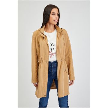 Jacheta usoara cu gluga si talie ajustabila - Portocaliu stins