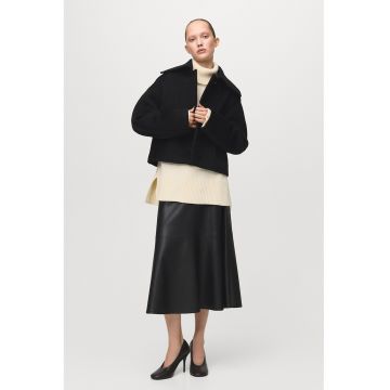 Palton cu guler lat - Negru