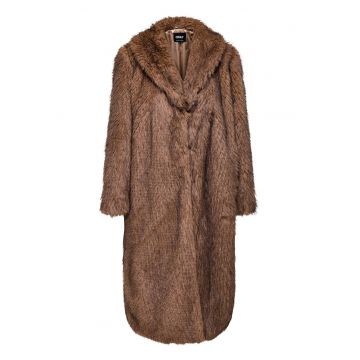 Palton dama  blana artificiala - maro