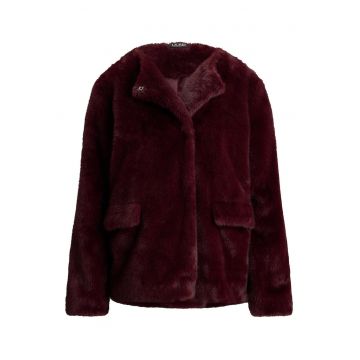 Palton dama -  blana artificiala - visiniu