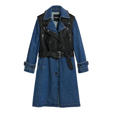 Palton de tranzitie -  albastru - bumbac/poliuretan -