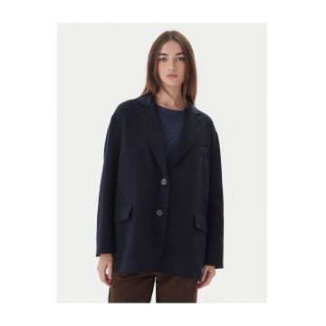 Palton scurt dama  bleumarin - lana