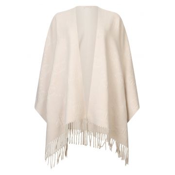 Poncho cu franjuri - Bej