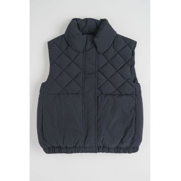 Vesta matlasata cu buzunare laterale - Negru