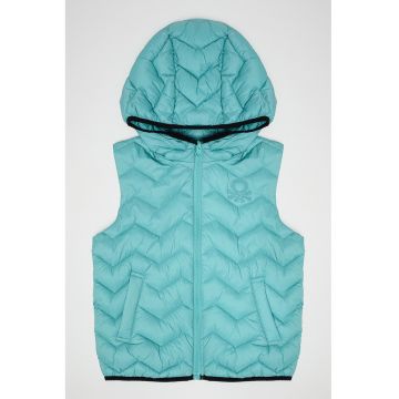Vesta matlasata cu gluga - Verde persan