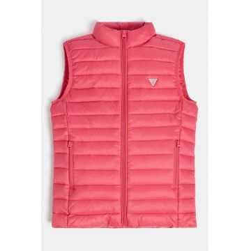 Vesta matlasata cu vatelina si buzunare laterale - Rosu stins