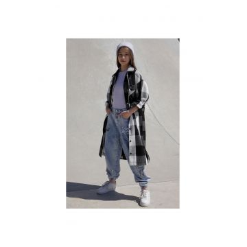 Camasa-jacheta lunga si lejera in carouri -