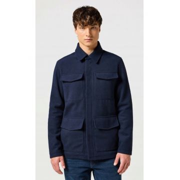 Geaca barbati -  Transitional Jacket - albastru - bumbac - fermoar - 2 buzunare cu clapa