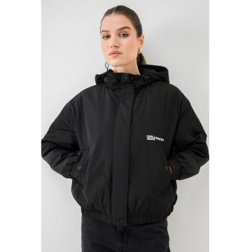 Geaca cu gluga si terminatie elastica - Negru