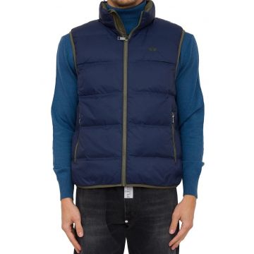 Geaca cu umplutura cu puf si buzunare laterale - Bleumarin