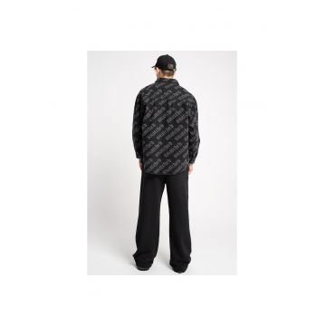 Geaca de blugi cu imprimeu text -