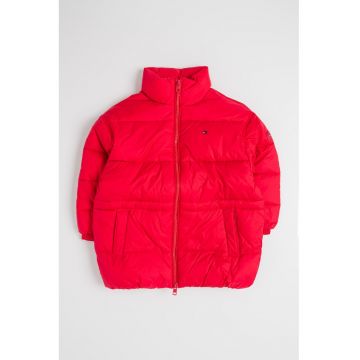 Geaca matlasata cu guler inalt - Roz zmeuriu