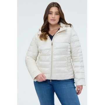 Geaca scurta cu buzunare cu fermoar - Alb