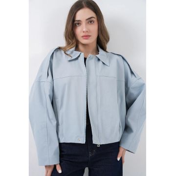 Geaca scurta supradimensionata  100% bumbac - albastru Maya