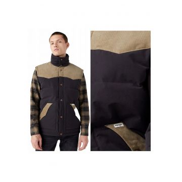 Jacheta Barbati -  Detachable Sleeve - Regular Fit - Design Clasic - Maneci Lungi - 2 Buzunare - Cu Fermoar - Bumbac - Negru - Negru