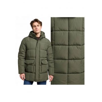 Jacheta Barbati -  Mercury Puffer Jacket - Regular Fit - Design Clasic - Maneci Lungi - 2 Buzunare - Cu Fermoar - Bumbac - L INTL - Verde