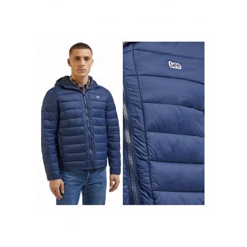 Jacheta Barbati -  Puffer Jacket - Regular Fit - Design Clasic - Maneci Lungi - 2 Buzunare - Cu Fermoar - Bumbac - S INTL - Albastru