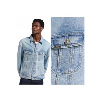 Jacheta Barbati -  Relaxed Rider Jacket - Regular Fit - Design Clasic - Maneci Lungi - 2 Buzunare - Cu Nasturi - Bumbac - 2XL INTL - Albastru