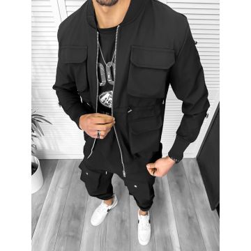 Jacheta barbati slim fit negru K018 N8-4.2