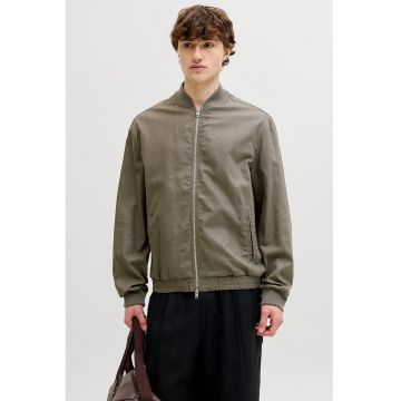 Jacheta bomber din amestec de in - Kaki