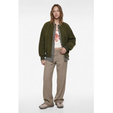 Jacheta bomber supradimensionata din amestec de lana - Verde inchis