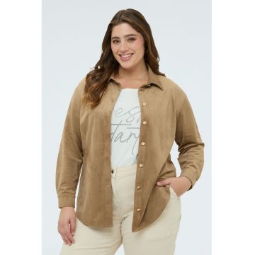 Jacheta-camasa de piele intoarsa sintetica - Caramel