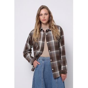 Jacheta-camasa lejera in carouri - Maro/Bej